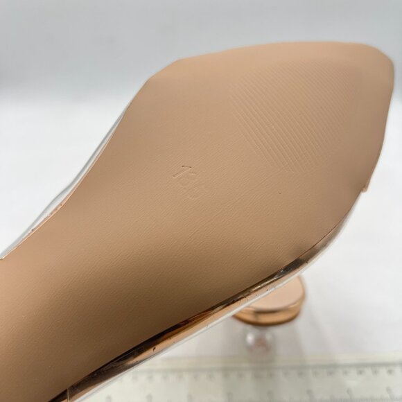 XYD Champagne Transparent Slingback Clear Low Heels Pumps Pointed Toe PVC Shoes - Picture 5 of 7